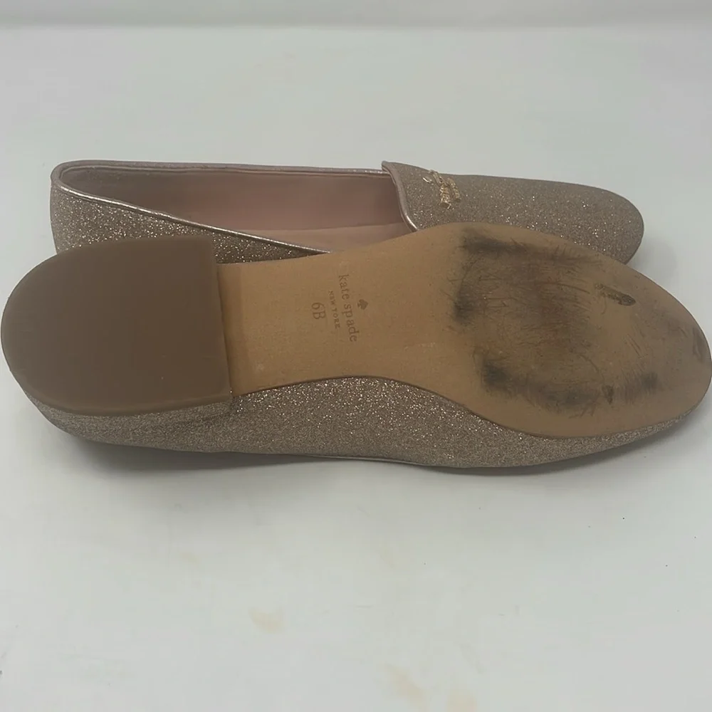 Kate Spade Gold Glitter Loafers Size 6